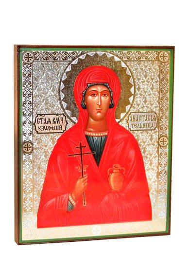 Иконы Анастасия Узорешительница (младшая) икона литография на дереве (18 х 21см)