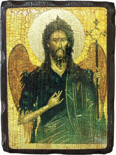 Иконы Иоанн Предтеча  икона на доске под старину (18х24 см)