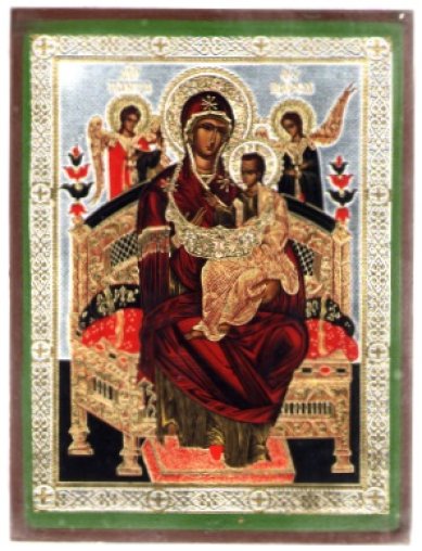 Иконы Всецарица икона Божией Матери на дереве (9 х 11 см)