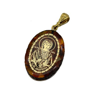 Утварь и подарки Медальон-образок из янтаря «Марина мученица» (2,3 х 3 см)