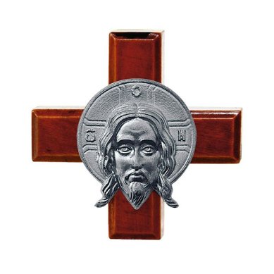 Утварь и подарки Крест Спас Нерукотворный (олово, двусторонний скотч, 5 х 5 см)
