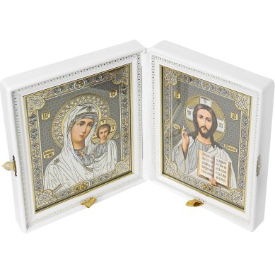 Иконы Складень Казанская Божия Матерь, Спаситель (экокожа, размер иконы 21,5 х 24,5 см)