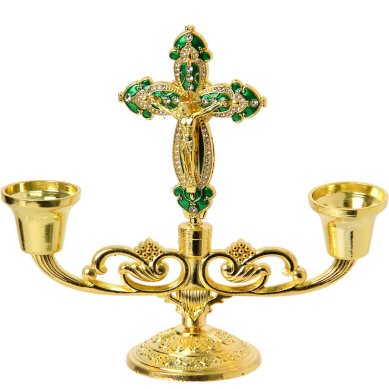 Утварь и подарки Подсвечник металлический на 2 свечи «Крест»