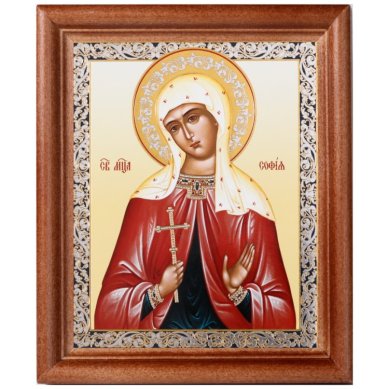 Иконы София Римская икона в деревянной рамке (13 х 15,5 см, Софрино)