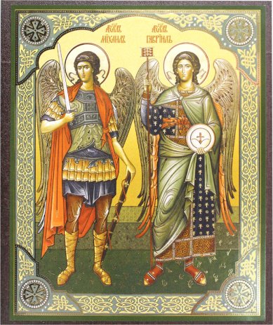 Иконы Архангелы Михаил и Гавриил икона на МДФ (10,3 х 12,3 см)