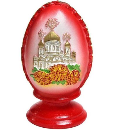 Утварь и подарки Свеча декоративная «Пасхальное яйцо с храмом» (красное)