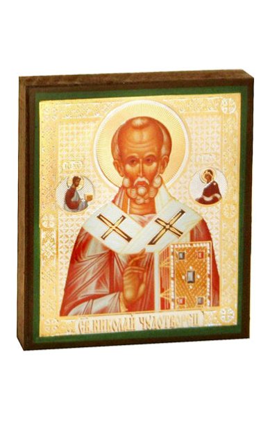 Иконы Николай Чудотворец икона, литография на дереве (6 х 7 см)