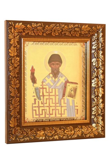 Иконы Спиридон Тримифунтский, икона в рамке под стеклом (22х24,5 см)