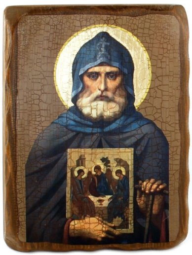 Иконы Александр Свирский икона на доске под старину (18х24 см)