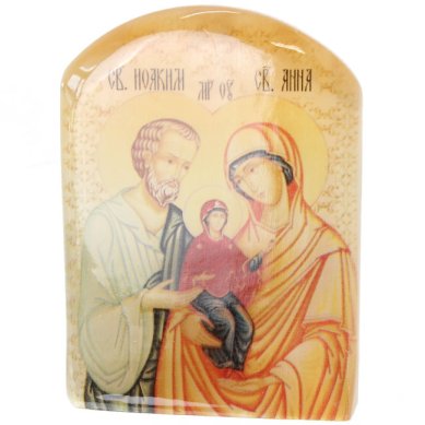 Иконы Иоаким и Анна, икона настольная из селенита (45 х 30 х 65 мм, 65 г)