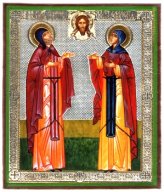Иконы Петр и Феврония Муромские, икона литография на дереве (9 х 11 см)