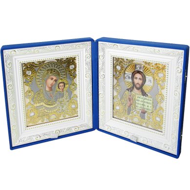 Иконы Складень Казанская Божия Матерь, Спаситель (экокожа, размер иконы 22 х 25 см)