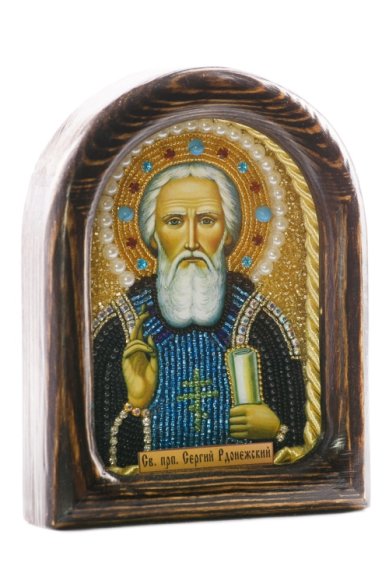 Иконы Сергий Радонежский икона из бисера (12 х 15,5 см)