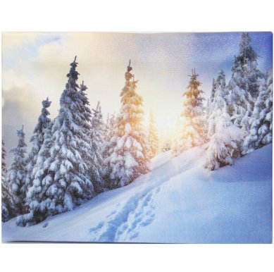 Утварь и подарки Картина на холсте с подсветкой «Утро в зимнем лесу» (15 х 20 см)