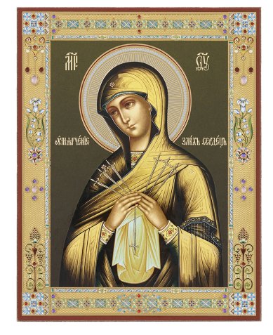 Иконы Умягчение злых сердец икона Божией Матери на оргалите (11 х 13 см, Софрино)