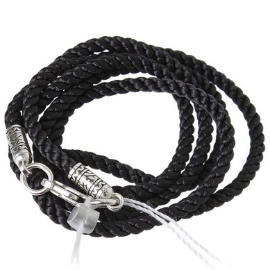 Ювелирные изделия Гайтан с карабином из серебра 925, искусственный шелк, размер 50