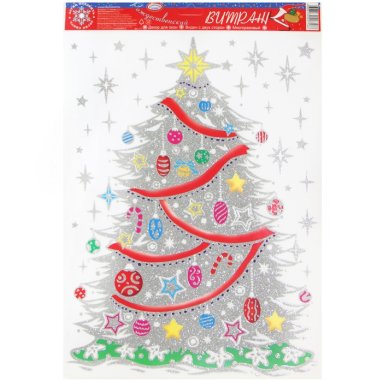 Утварь и подарки Витраж пленка-наклейка «Новогодние елки» (30 х 42 см)