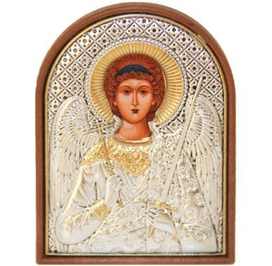 Иконы Ангел Хранитель икона в серебряном окладе на пластике (4 х 5,5 см)