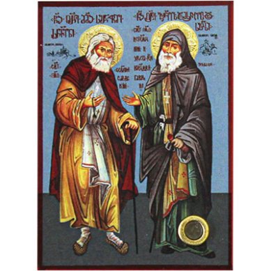 Утварь и подарки Гавриил (Ургебадзе) и Серафим Саровский, икона 4,5 х 6 см с мощевиком