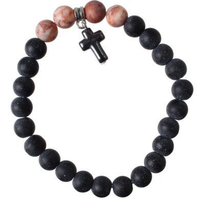 Утварь и подарки Четки-браслет 25 зерен из искусственного камня с крестом