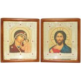 Иконы Венчальная пара Спаситель-Казанская Божия Матерь (размер иконы 23 х 27 см)