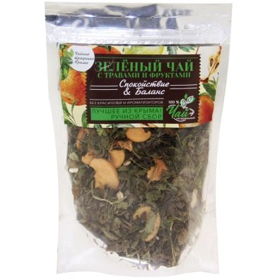 Натуральные товары Зеленый чай с травами и фруктами «Спокойствие и баланс» (50 г)