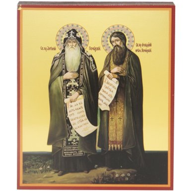 Иконы Антоний и Феодосий Печерские прп. икона на дереве, ручная работа (12,7 х 15,8 см)