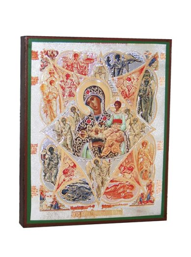 Иконы Неопалимая купина икона Божией Матери литография на дереве (13 х 16 см)
