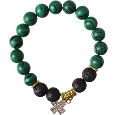 Утварь и подарки Четки-браслет 18 зерен из искусственного камня с крестом
