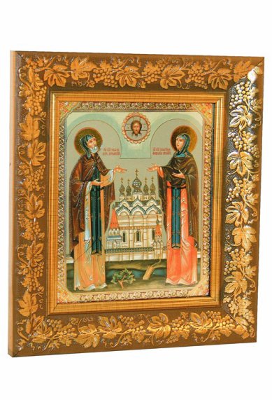 Иконы Петр и Феврония Муромские, икона в рамке под стеклом (22х24,5 см)
