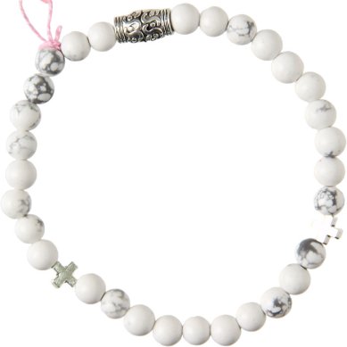 Утварь и подарки Браслет 30 звеньев из камня кахолонг (имитация) d=5мм (в браслет вставлен ПС90 Живый в помощи)