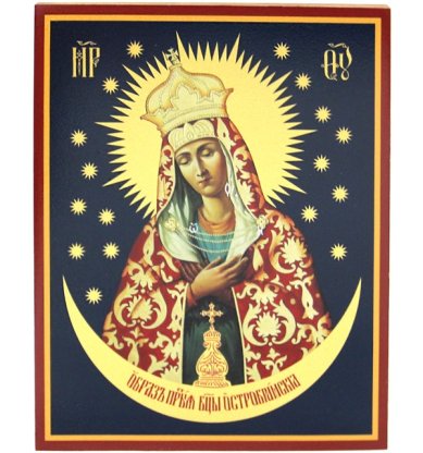 Иконы Остробрамская икона Божией Матери на дереве, ручная работа (12,7 х 15,8 см)
