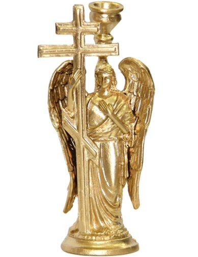 Утварь и подарки Подсвечник Ангел с крестом (большой, олово)