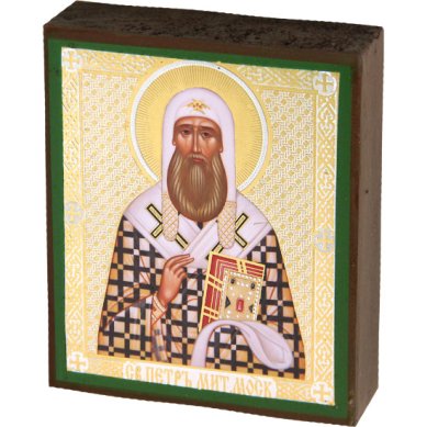 Иконы Петр митрополит Московский икона на дереве (6х7 см, Тиль)