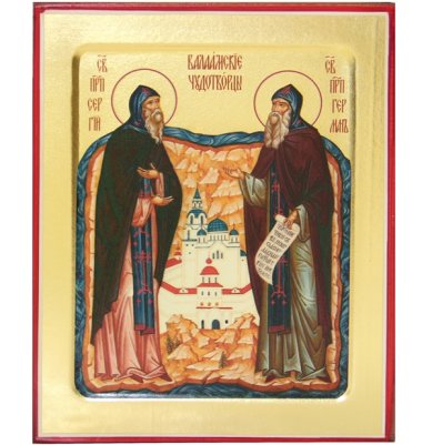 Иконы Сергий и Герман Валаамский икона на дереве (12,5 х 16 см)