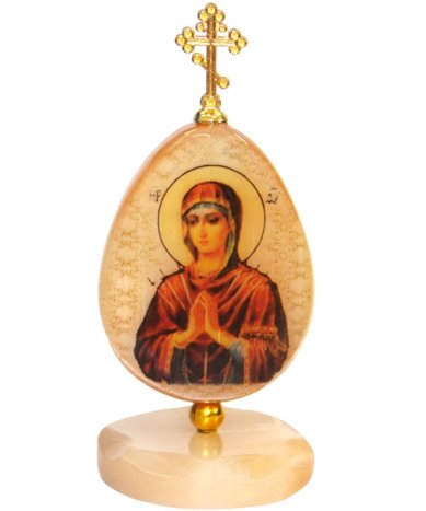Иконы Икона из селенита на подставке «Семистрельная икона Божией Матери» (4,5 х 10 см) 
