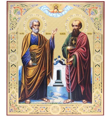 Иконы Петр и Павел апостлы икона на оргалите (33 х 40 см, Софрино)