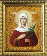 Иконы Святая Татьяна, икона с янтарной крошкой, 14 х 16 см