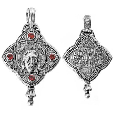 Ювелирные изделия Ладаница-мощевик с образом из серебра 925, частичное чернение, фианиты