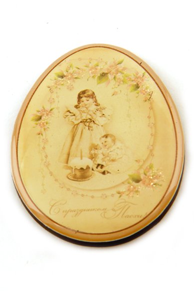 Утварь и подарки Магнит пасхальный, яйцо с рисунком (4,5х6см) «Девочка и ребенок»