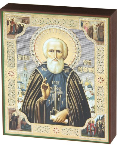Иконы Сергий Радонежский икона, литография на дереве (17х21 см)