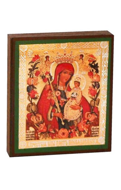 Иконы Неувядаемый цвет икона Божией Матери, литография на дереве (6х7 см, Тиль)