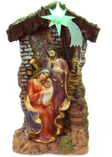Утварь и подарки Рождественская композиция с подсветкой Святое Семейство, высота 21,5 см