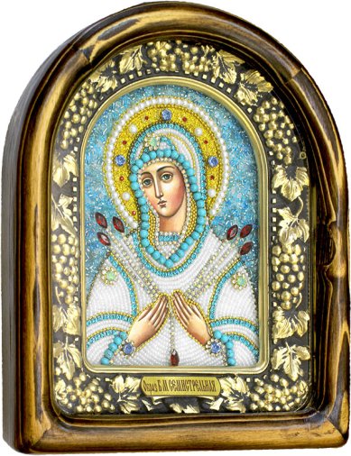 Иконы Семистрельная икона Божией Матери, из бисера, 185 х 230 мм