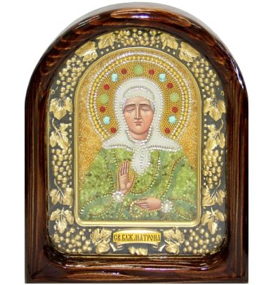 Иконы Матрона Московская икона из бисера (18,5 х 23 см)