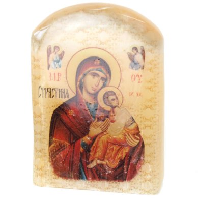Иконы Страстная, икона настольная из селенита (45 х 30 х 65 мм, 65 г)