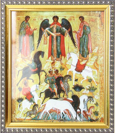Иконы Чудо о Флоре и Лавре икона багетная рамка (18 х 21 см)