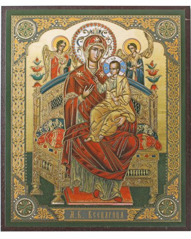 Иконы Всецарица икона Божией Матери на МДФ (10,3 х 12,3 см)
