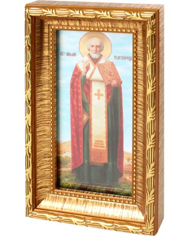 Иконы Николай Чудотворец, икона в багете 10х16,5 см
