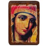 Иконы Иверская Рубленая икона Божией Матери греческая (освящена на мощах старца Гавриила, 7 х 10 см)
